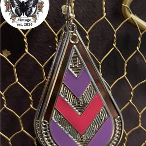 Chevron Drop Earrings in Purple and Pink